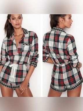 Victoria’s Secret women’s lounge one piece romper pajamas XS extra small plaid